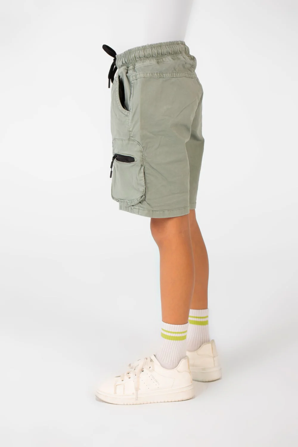 Boy's Tomato Gabardine Elastic Waistband Short With Modern Pockets - Image 12