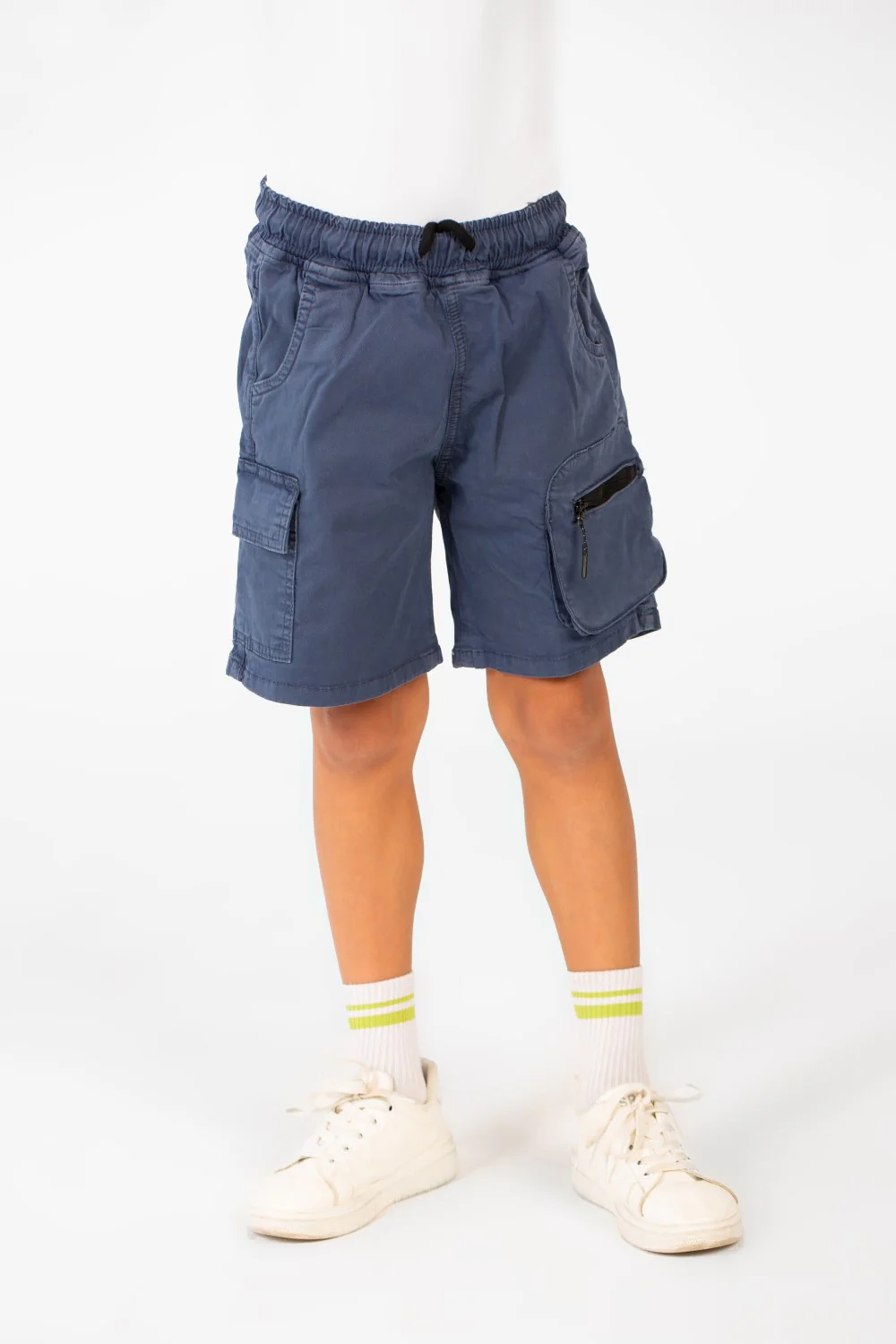 Boy's Tomato Gabardine Elastic Waistband Short With Modern Pockets - Image 13