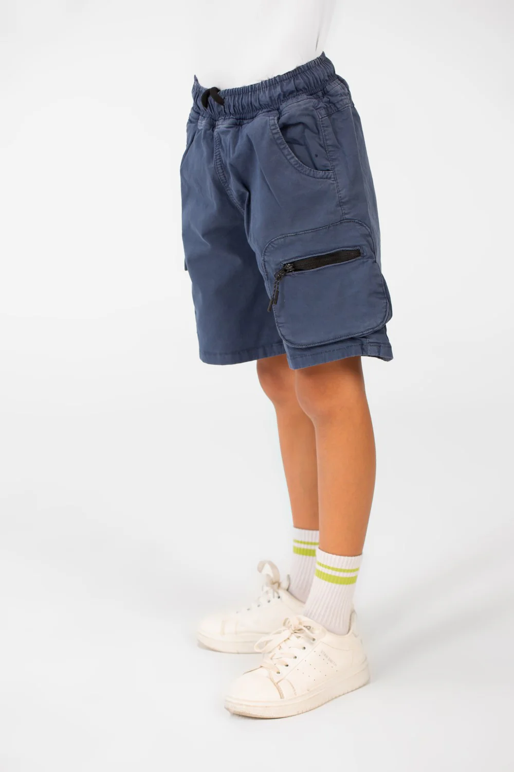Boy's Tomato Gabardine Elastic Waistband Short With Modern Pockets - Image 16