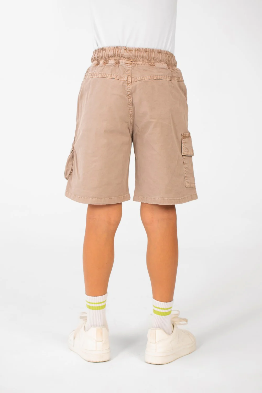 Boy's Tomato Gabardine Elastic Waistband Short With Modern Pockets - Image 2
