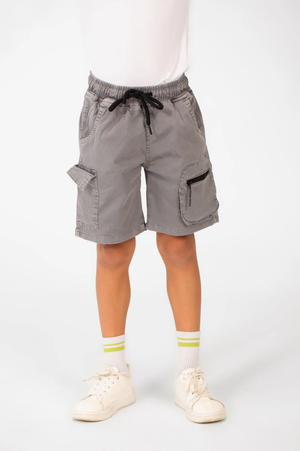 Boy's Tomato Gabardine Elastic Waistband Short With Modern Pockets - Image 5
