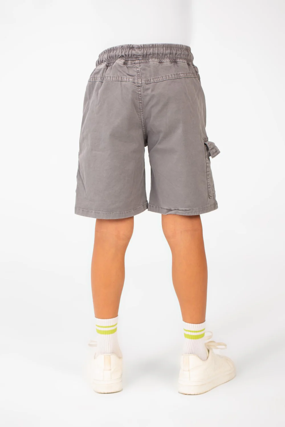 Boy's Tomato Gabardine Elastic Waistband Short With Modern Pockets - Image 6