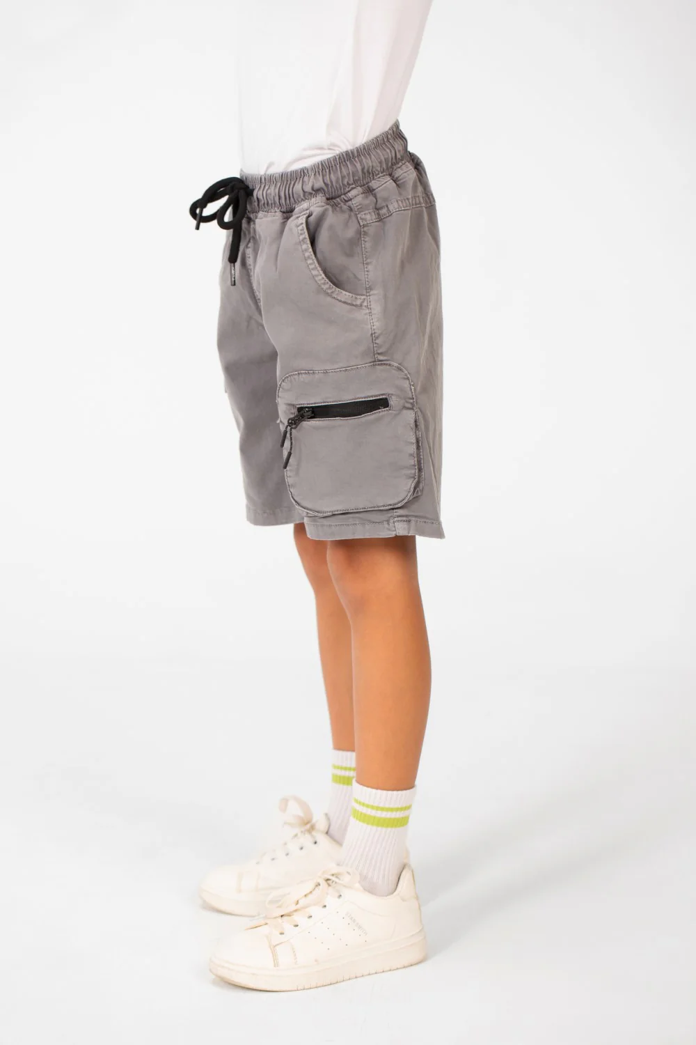Boy's Tomato Gabardine Elastic Waistband Short With Modern Pockets - Image 8