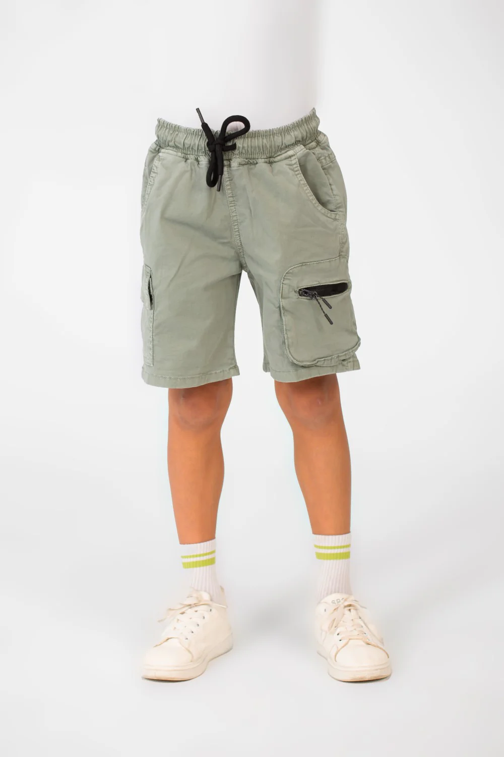 Boy's Tomato Gabardine Elastic Waistband Short With Modern Pockets - Image 9