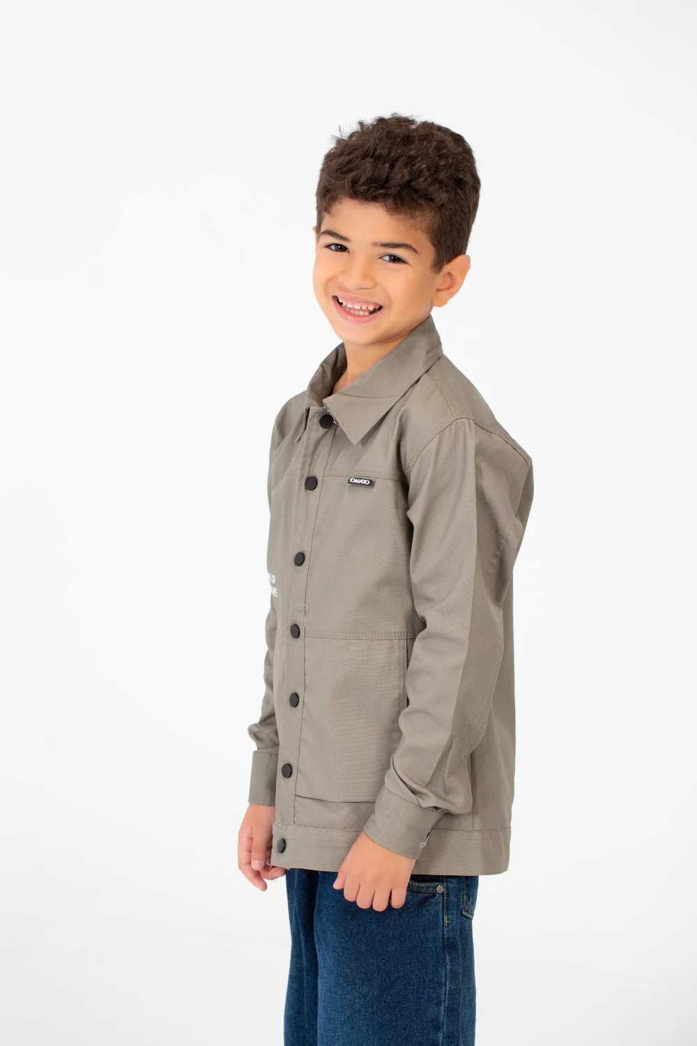 Boy's Tomato Gabardine Text Print Collar Long Sleeves Shirt - Image 11