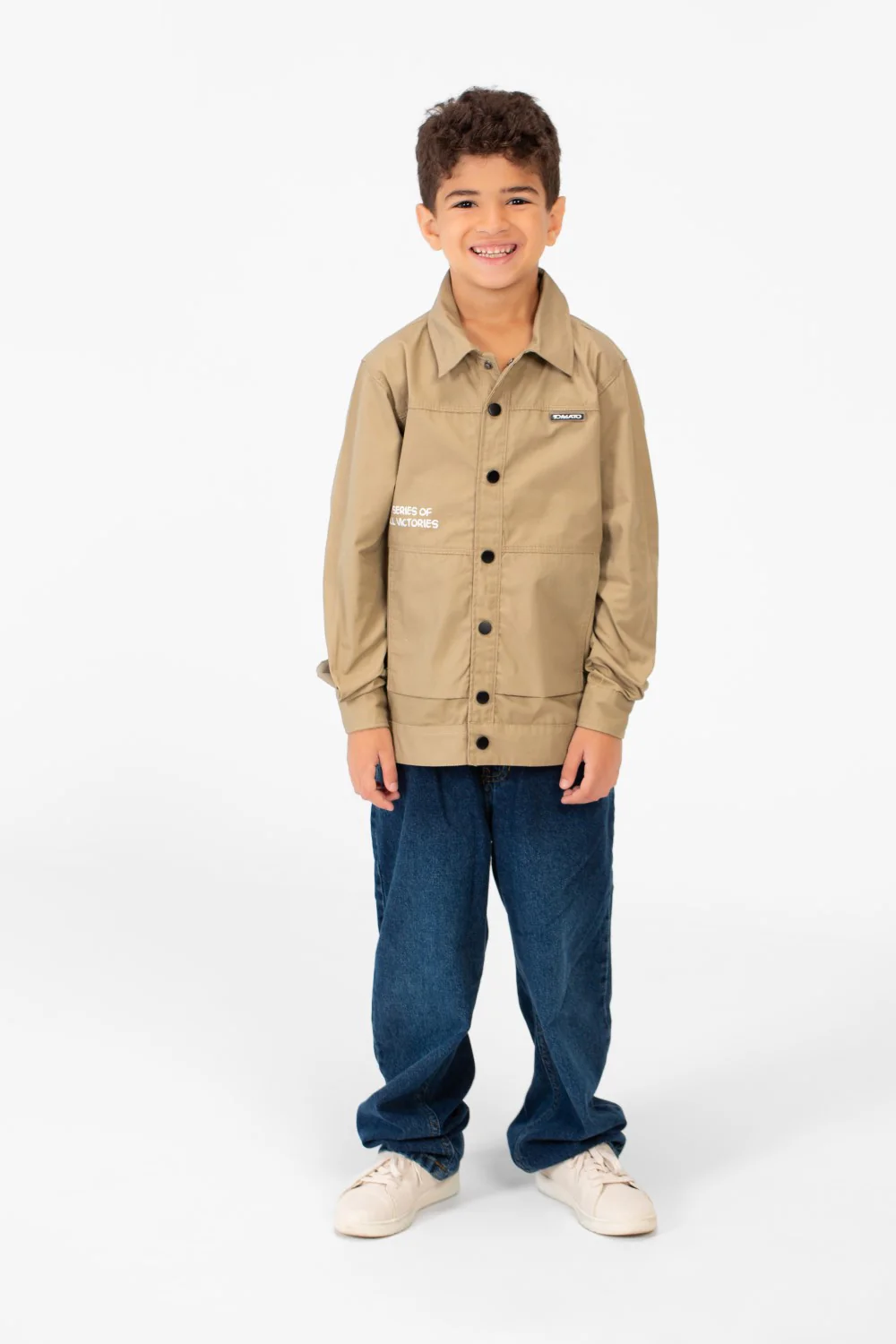 Boy's Tomato Gabardine Text Print Collar Long Sleeves Shirt - Image 15