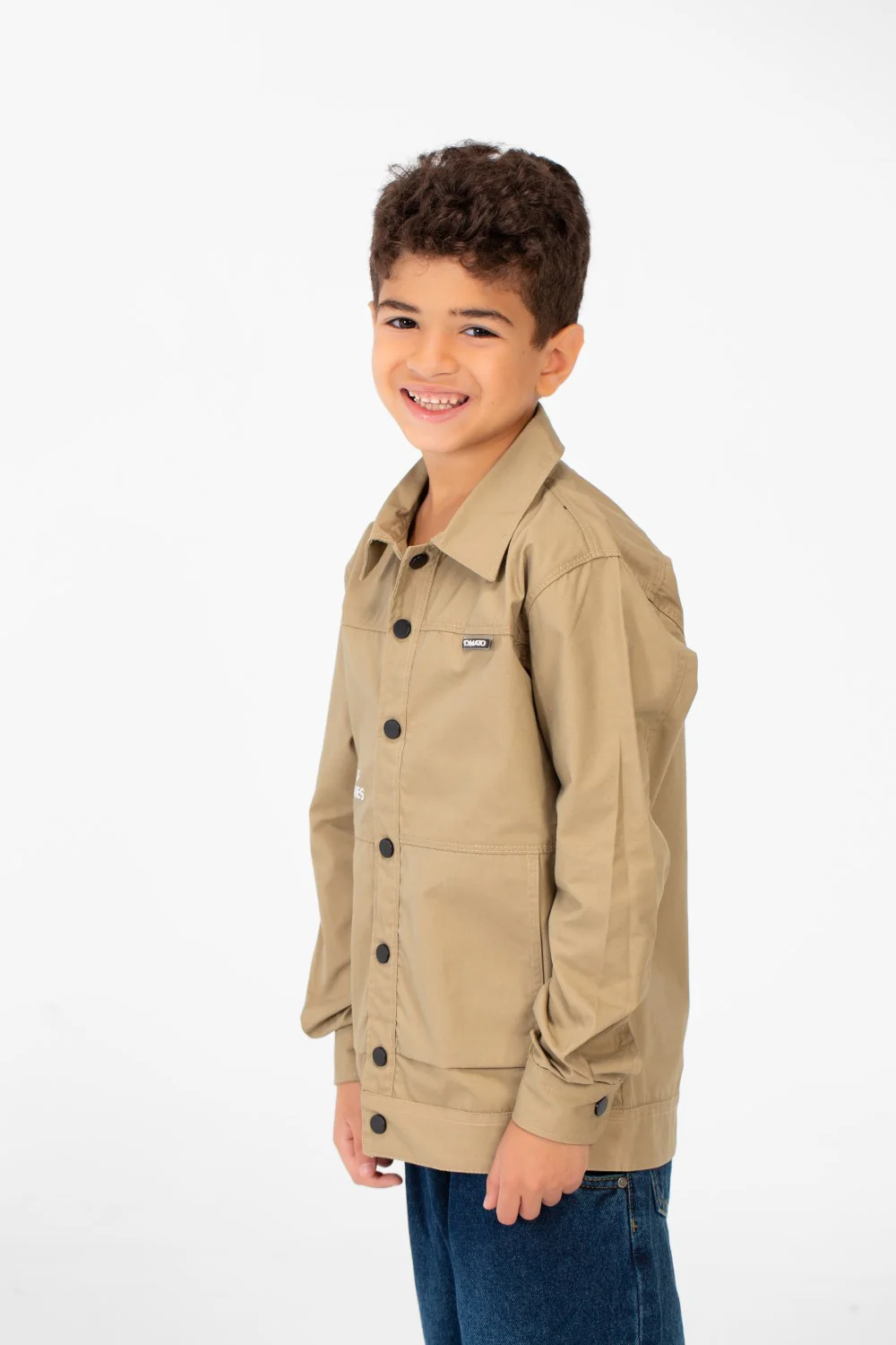Boy's Tomato Gabardine Text Print Collar Long Sleeves Shirt - Image 16