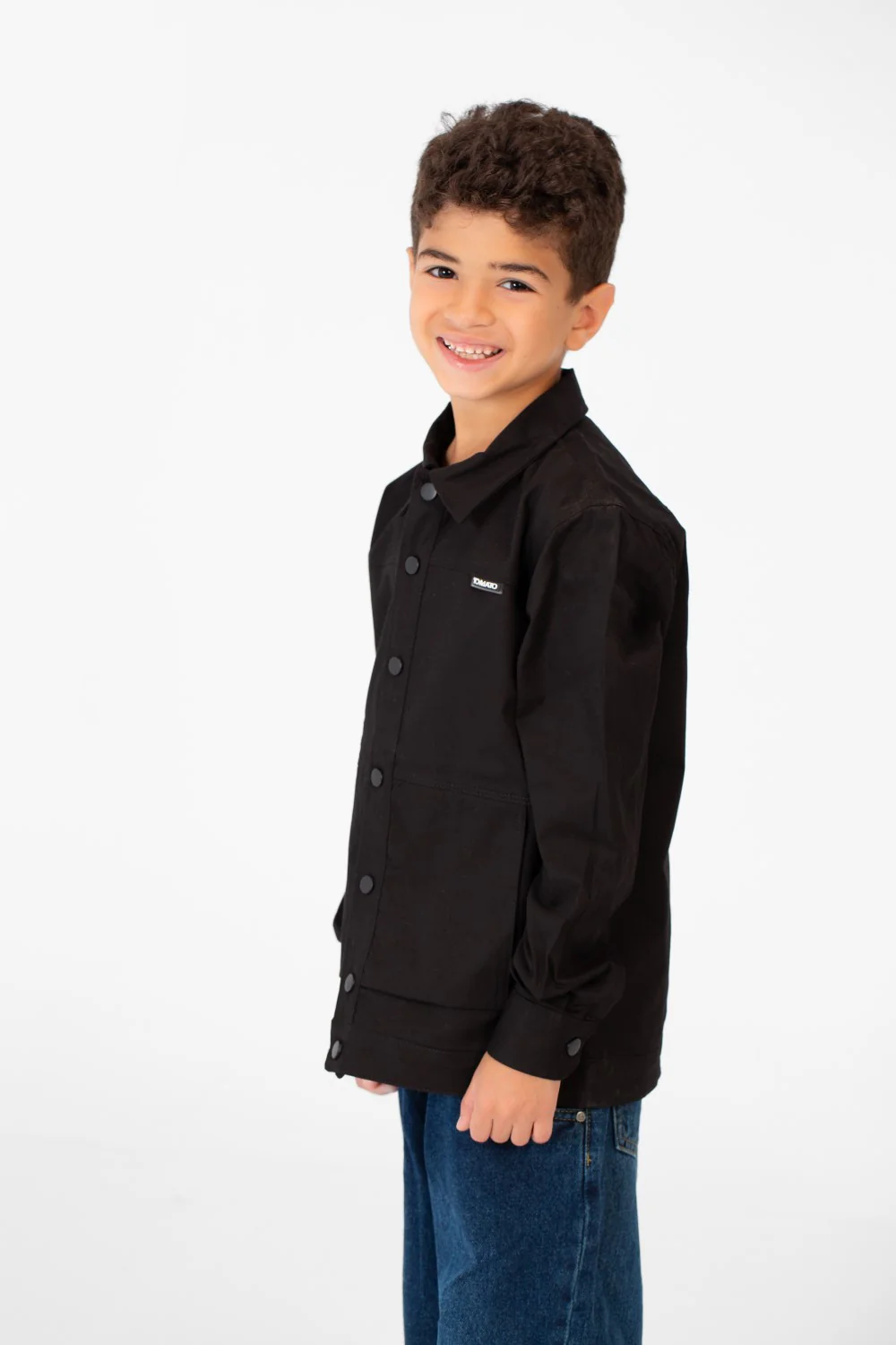 Boy's Tomato Gabardine Text Print Collar Long Sleeves Shirt - Image 7
