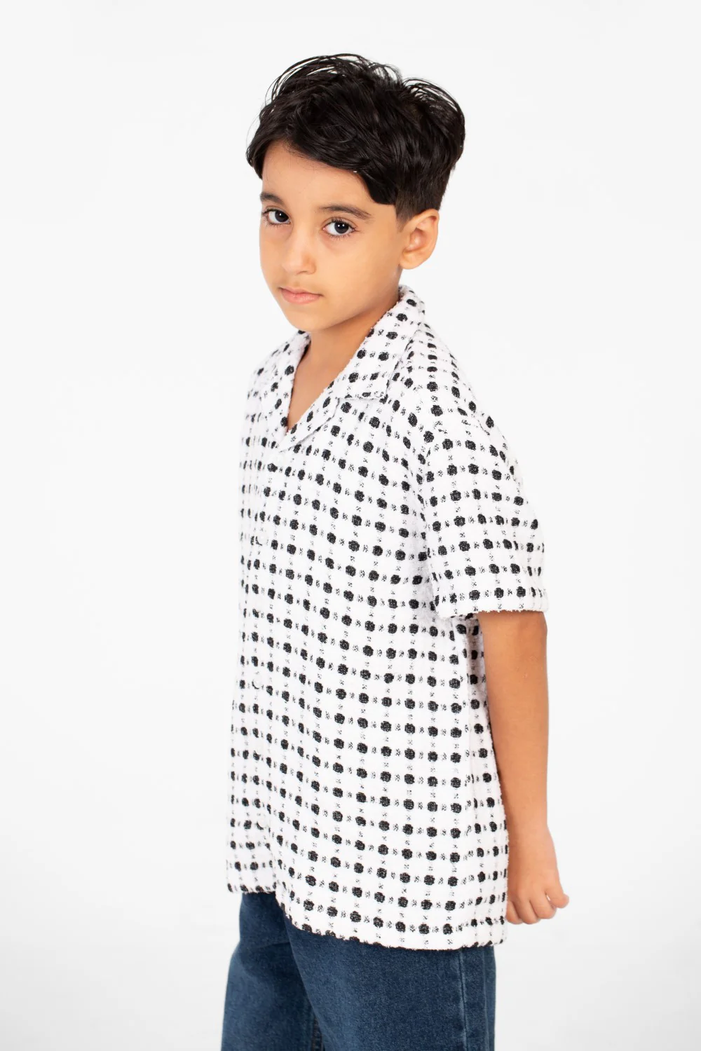 Boy's Tomato Linen Short Sleeve Dotted Shirt With Modern Summer Design - Image 11