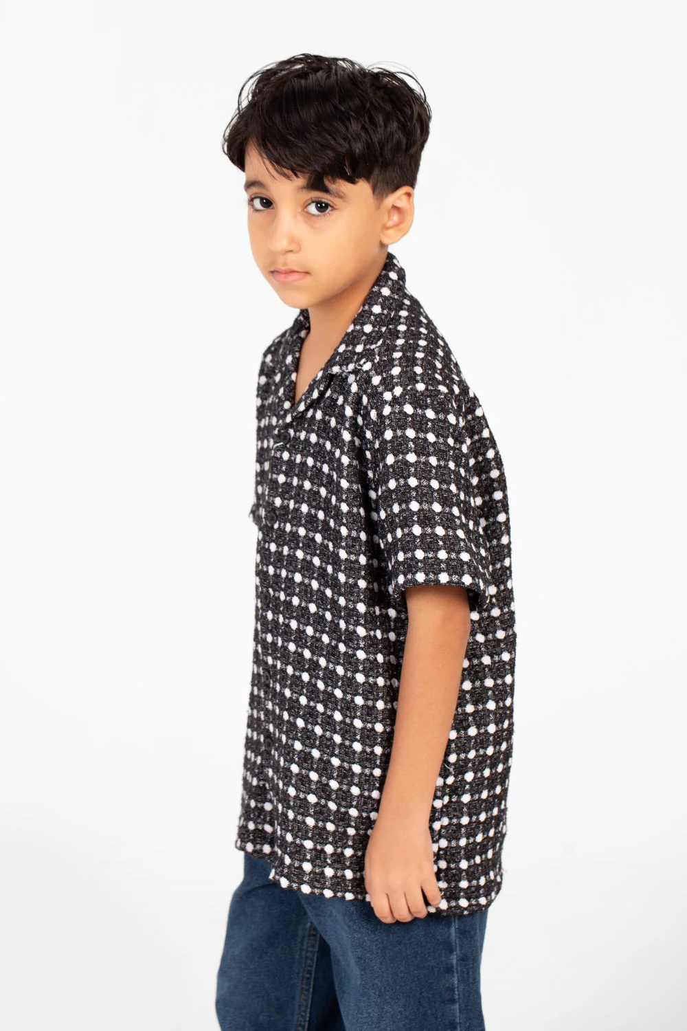 Boy's Tomato Linen Short Sleeve Dotted Shirt With Modern Summer Design - Image 3