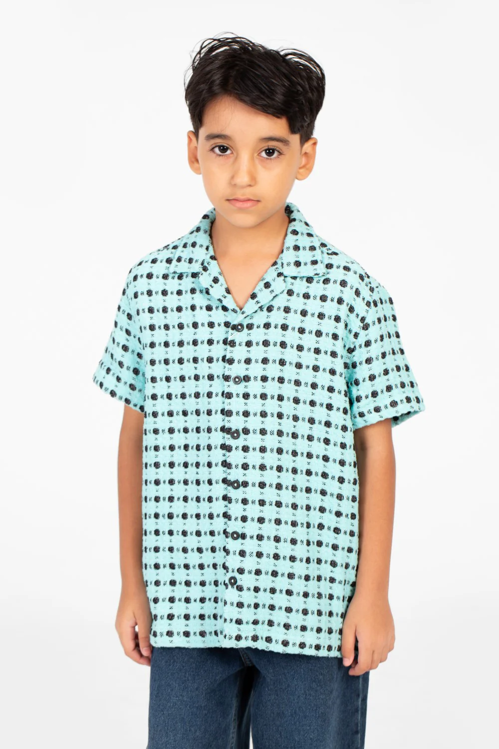 Boy's Tomato Linen Short Sleeve Dotted Shirt With Modern Summer Design - Image 5
