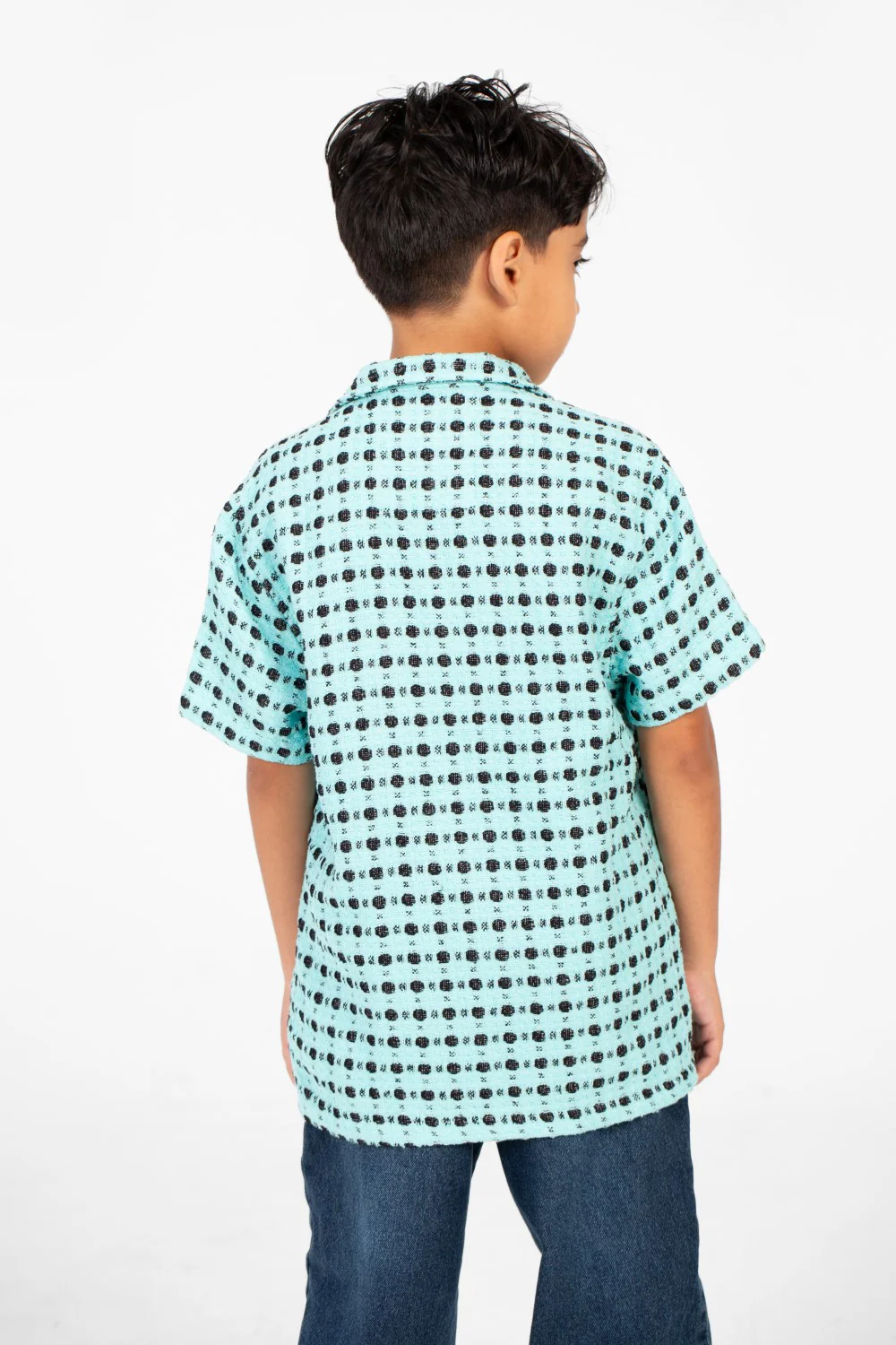 Boy's Tomato Linen Short Sleeve Dotted Shirt With Modern Summer Design - Image 6