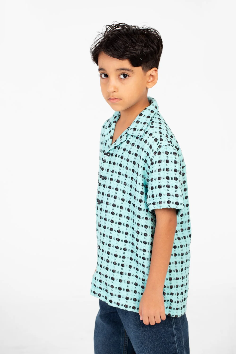 Boy's Tomato Linen Short Sleeve Dotted Shirt With Modern Summer Design - Image 7