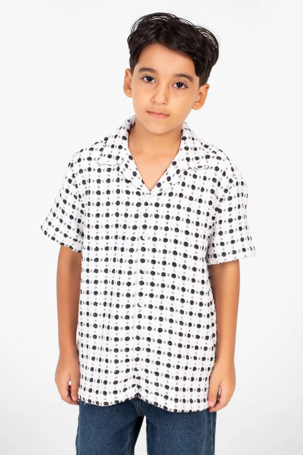 Boy's Tomato Linen Short Sleeve Dotted Shirt With Modern Summer Design - Image 9