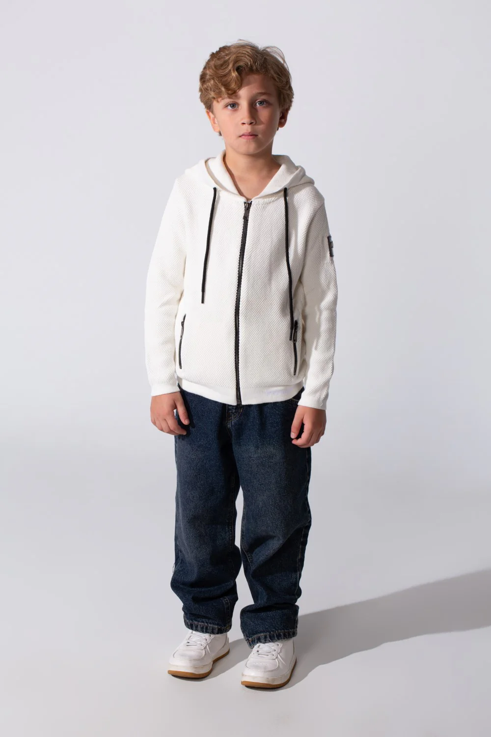 Boy's Tomato Slim Fit Cotton Pullover With Zipper And Hood - Image 16