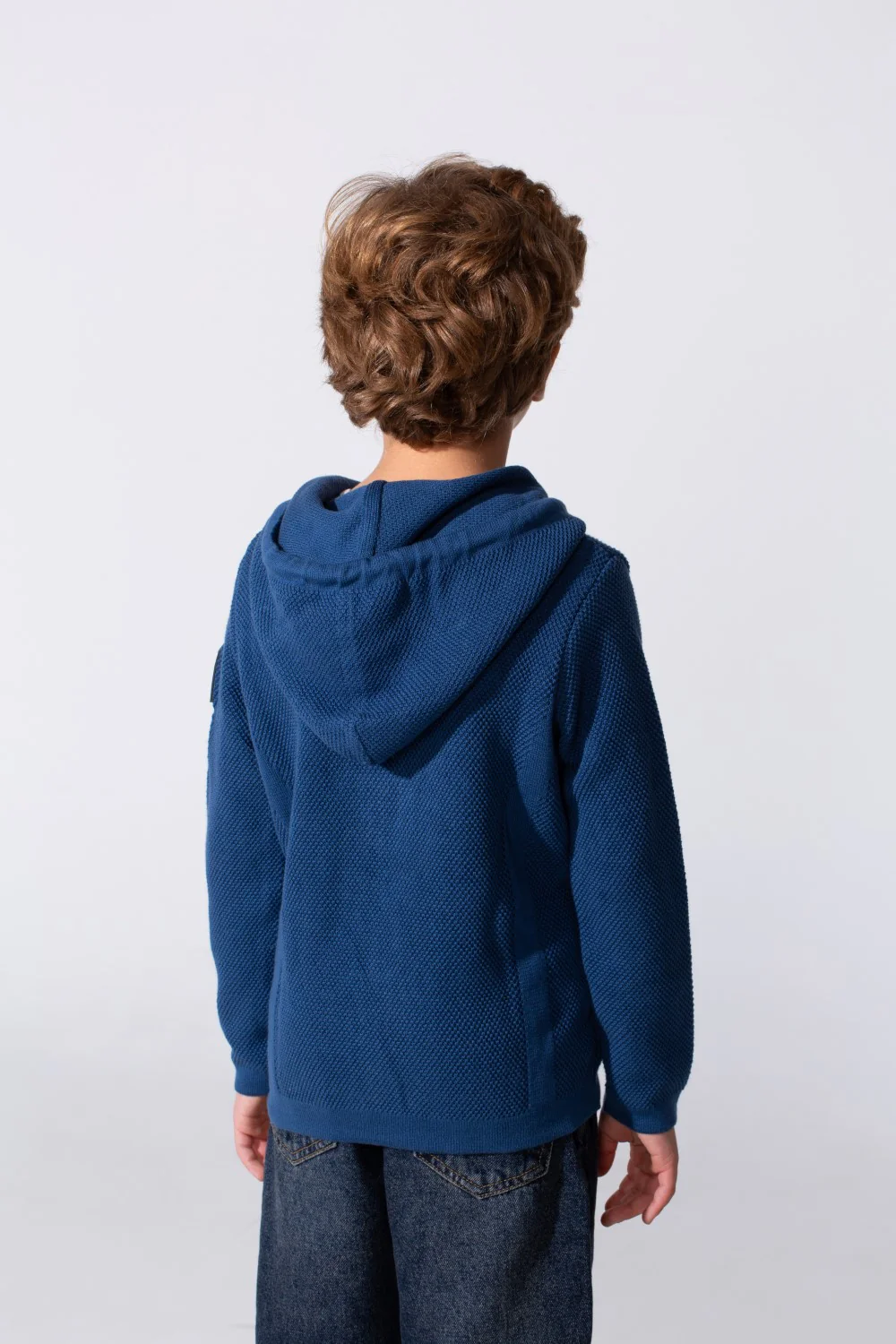 Boy's Tomato Slim Fit Cotton Pullover With Zipper And Hood - Image 6