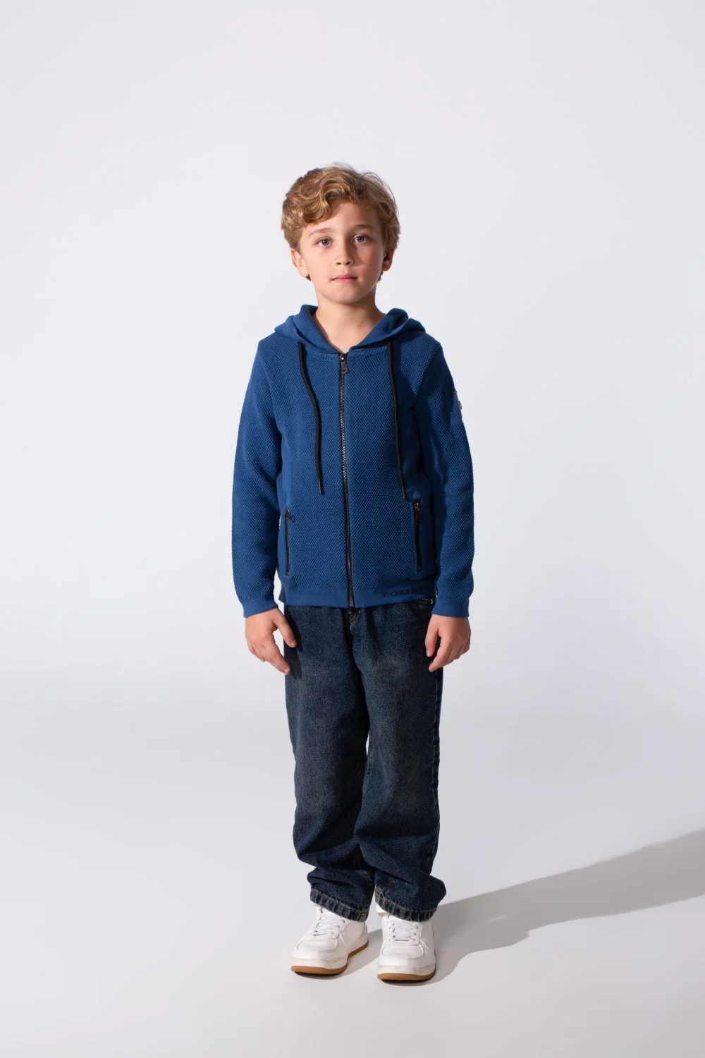 Boy's Tomato Slim Fit Cotton Pullover With Zipper And Hood - Image 8