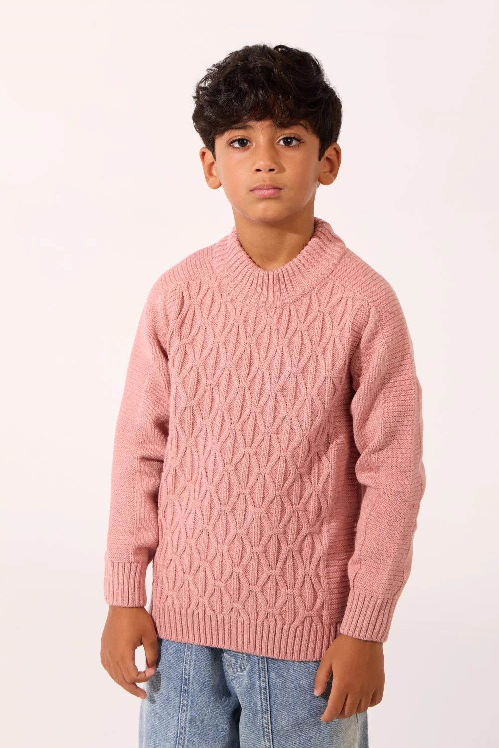 Boy's Tomato Slim Fit Knit Sweater Pullover With Round Neck And Long Sleeves In Comfortable And Modern Design - Image 5