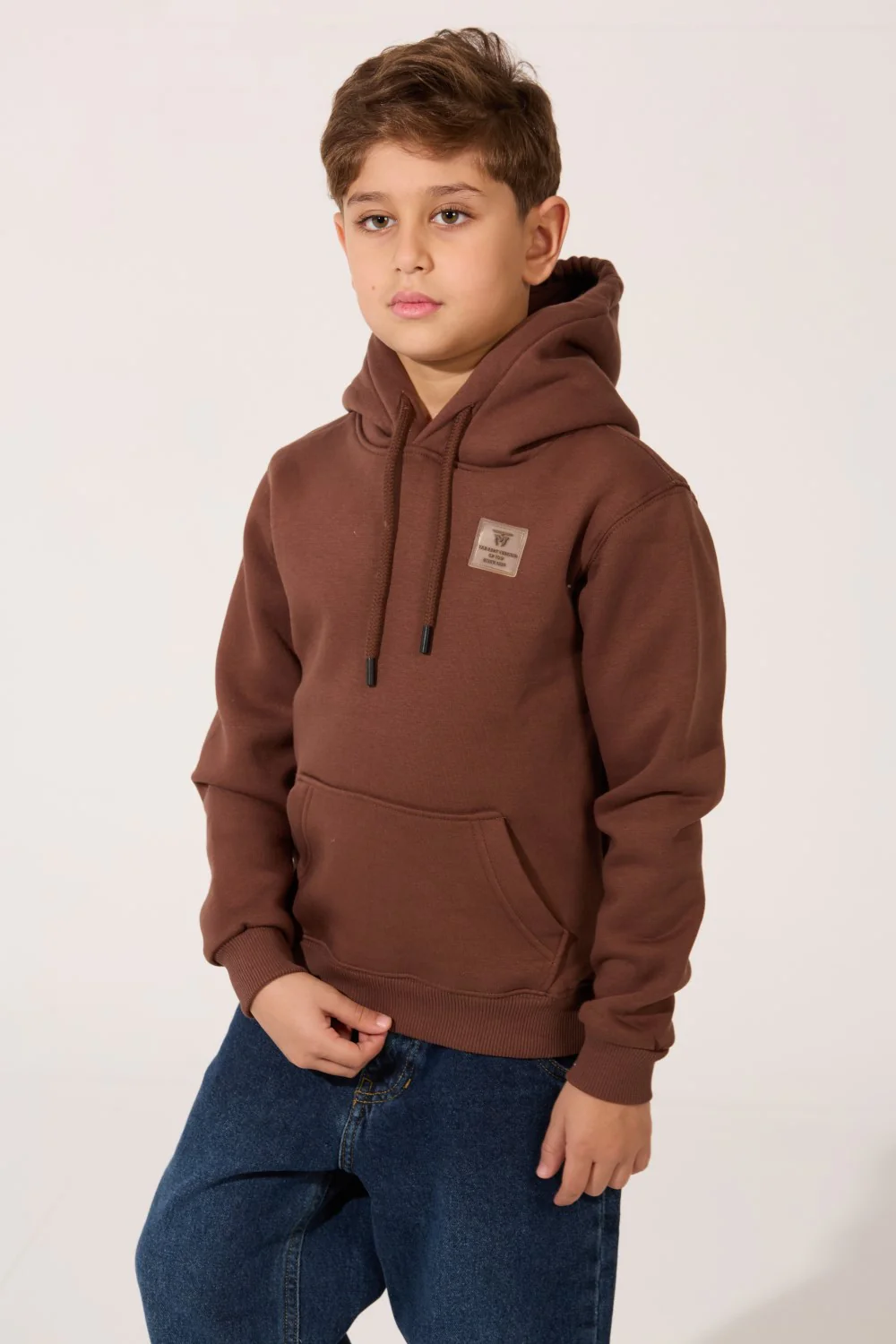 Boy's Tomato Slim Fit Long Sleeve Hoodie Sweatshirt With Front Kangaroo Pocket - Image 3