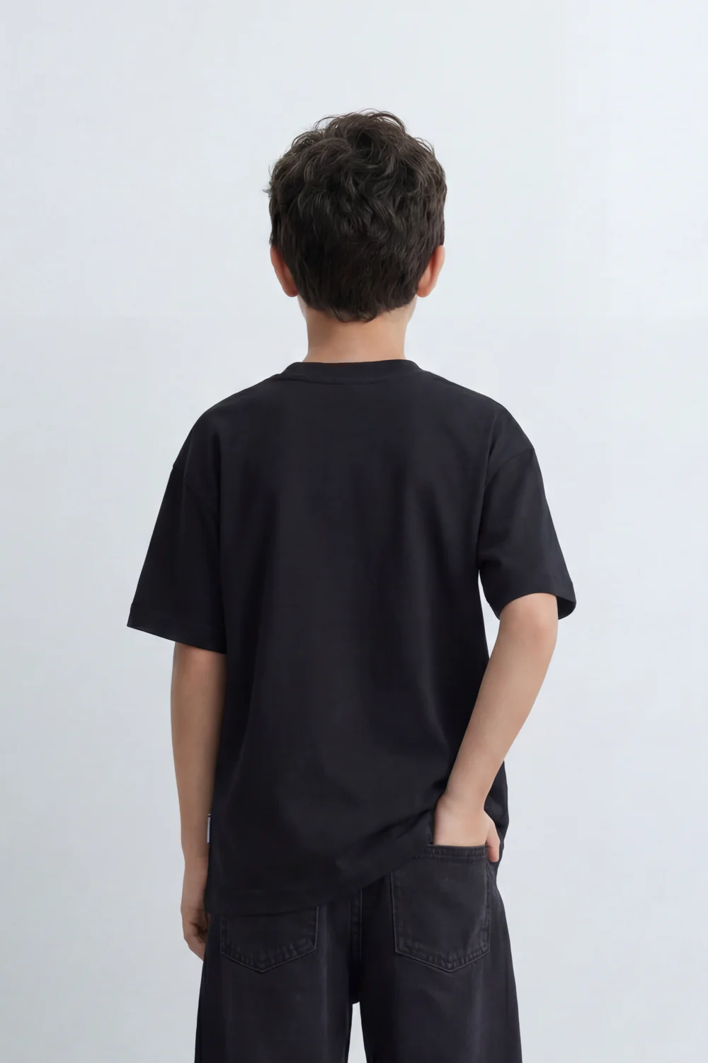 Boy's Tomato Store Archive Code Oversized T-Shirt Made Featuring Small Gothic Chest Text Distressed Mixed Media Patch - Image 2