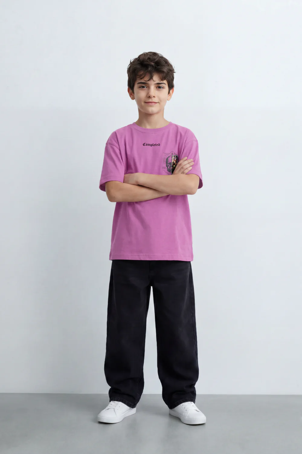 Boy's Tomato Store Archive Code Oversized T-Shirt Made Featuring Small Gothic Chest Text Distressed Mixed Media Patch - Image 7