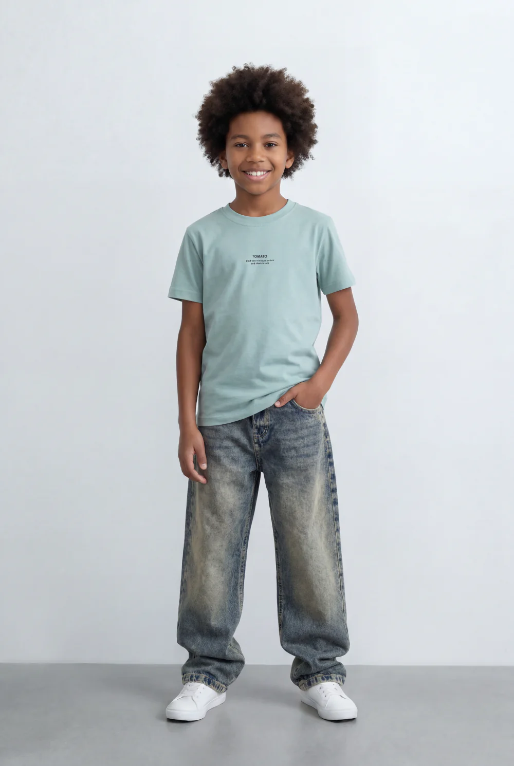 Boy's Tomato Store Back Graphic T-Shirt Vertical Typography Print Motion Blur Effect - Image 11