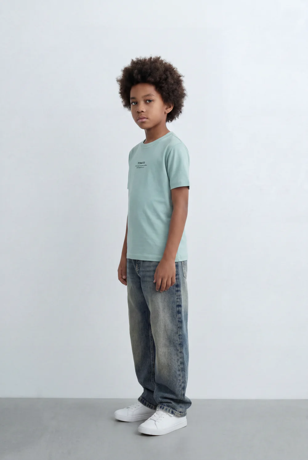 Boy's Tomato Store Back Graphic T-Shirt Vertical Typography Print Motion Blur Effect - Image 12