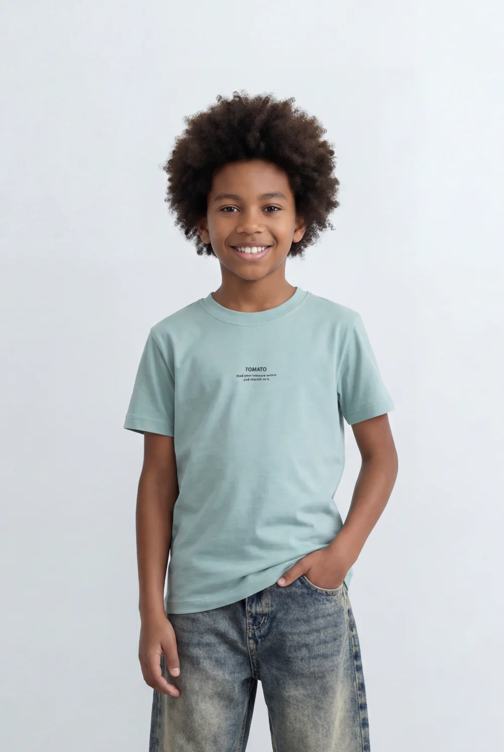 Boy's Tomato Store Back Graphic T-Shirt Vertical Typography Print Motion Blur Effect - Image 9
