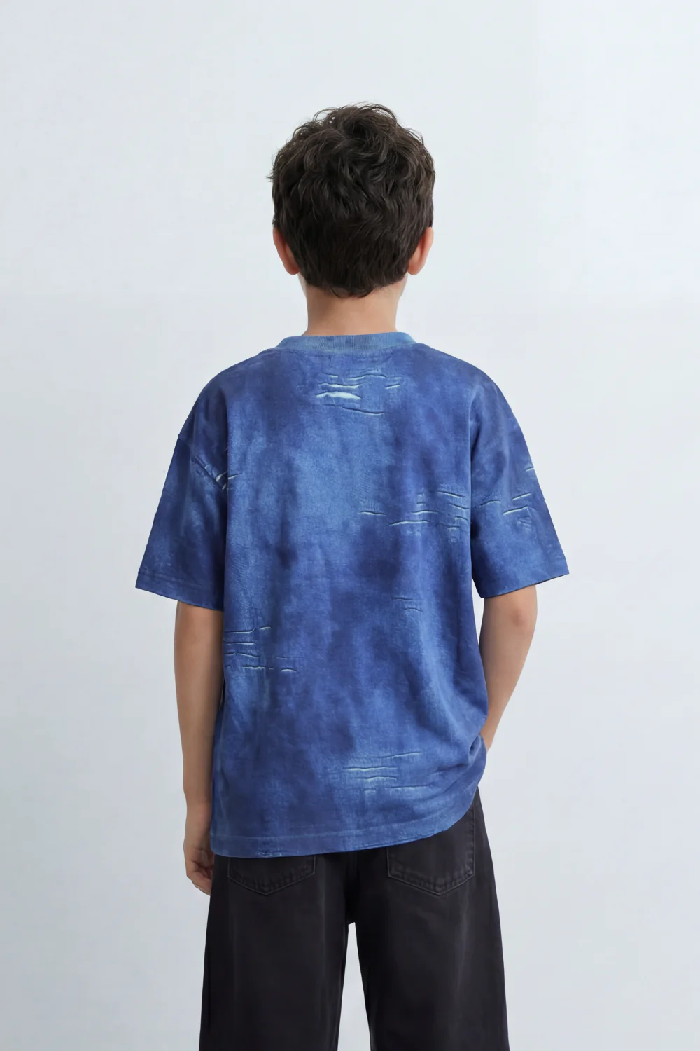 Boy's Tomato Store Balance Smoke T-Shirt Cloudy Acid Wash Texture Broken Scratch Marks Tonal Balance Chest Graphic Oversized - Image 10