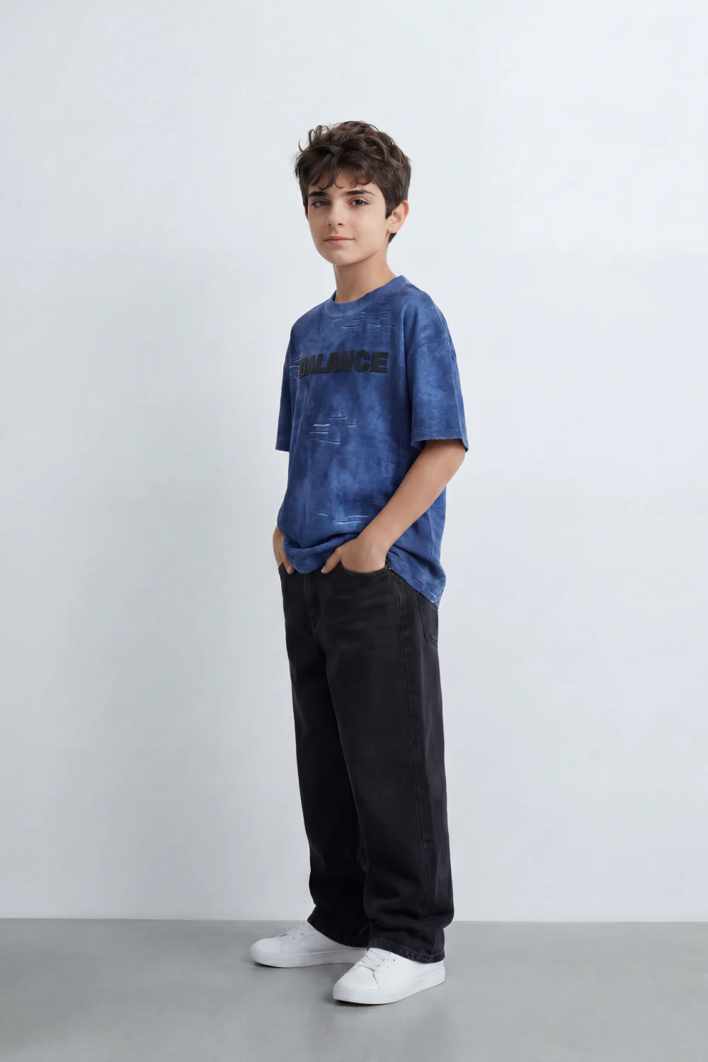 Boy's Tomato Store Balance Smoke T-Shirt Cloudy Acid Wash Texture Broken Scratch Marks Tonal Balance Chest Graphic Oversized - Image 12