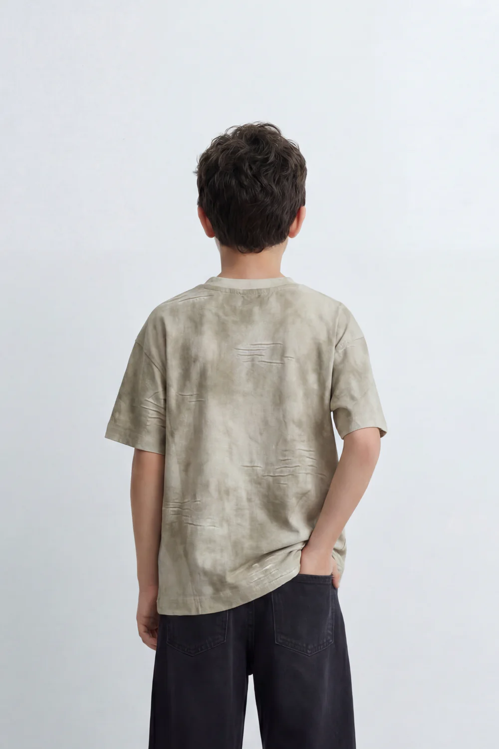 Boy's Tomato Store Balance Smoke T-Shirt Cloudy Acid Wash Texture Broken Scratch Marks Tonal Balance Chest Graphic Oversized - Image 6