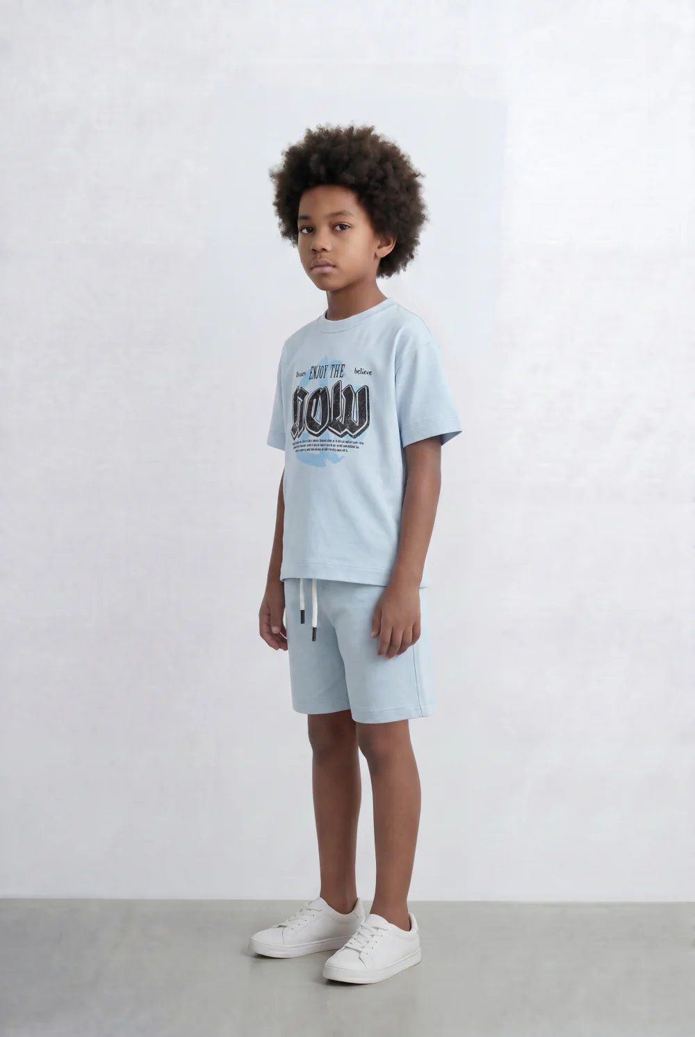 Boy's Tomato Store Bold Typography Set Enjoy The Now Front Graphic Slim Fit Outfit - Image 8