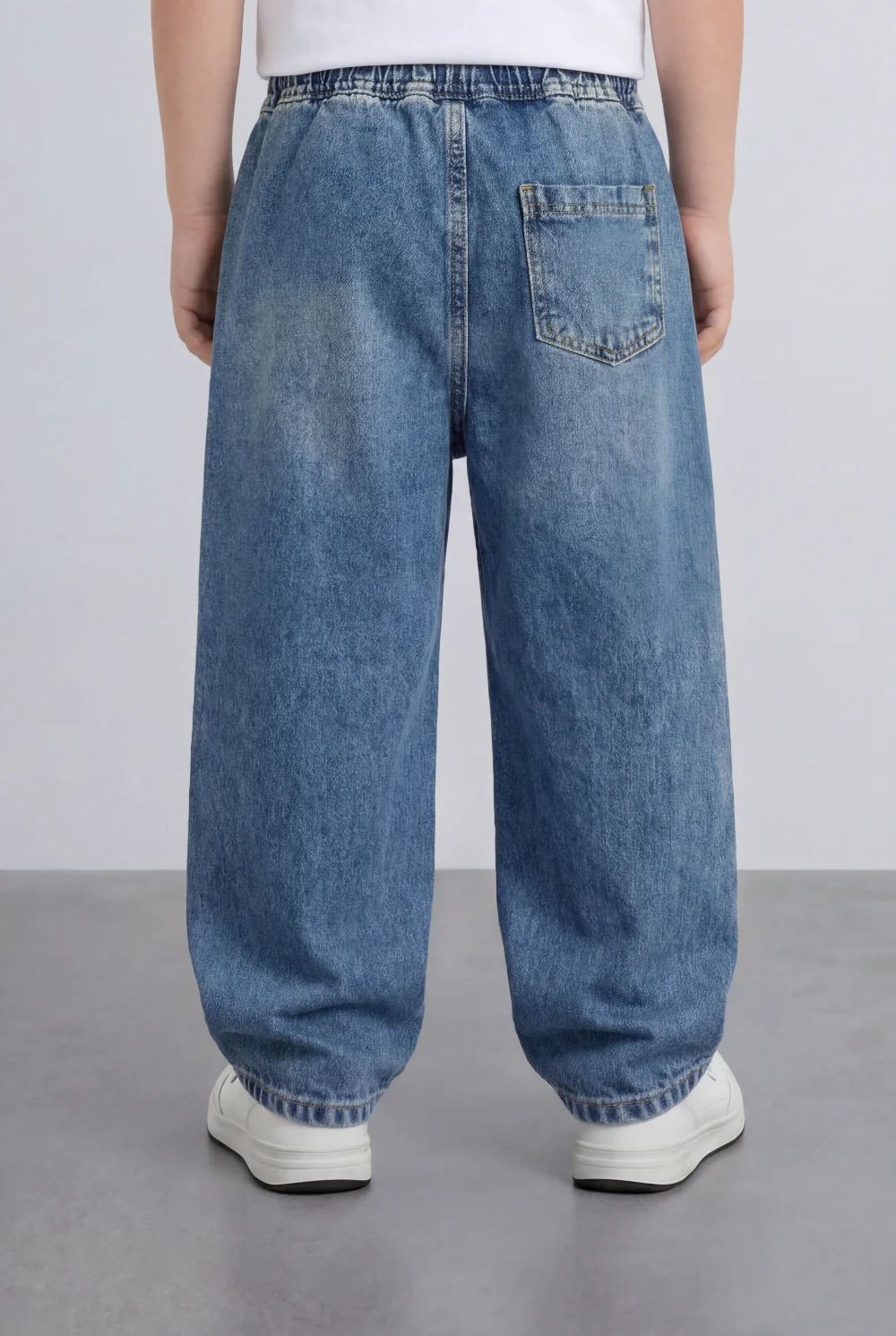 Boy's Tomato Store Boyfriend Denim Pants Elastic Waist Draw Cord Detail Classic Five Pocket Style Soft Washed Fabric - Image 6