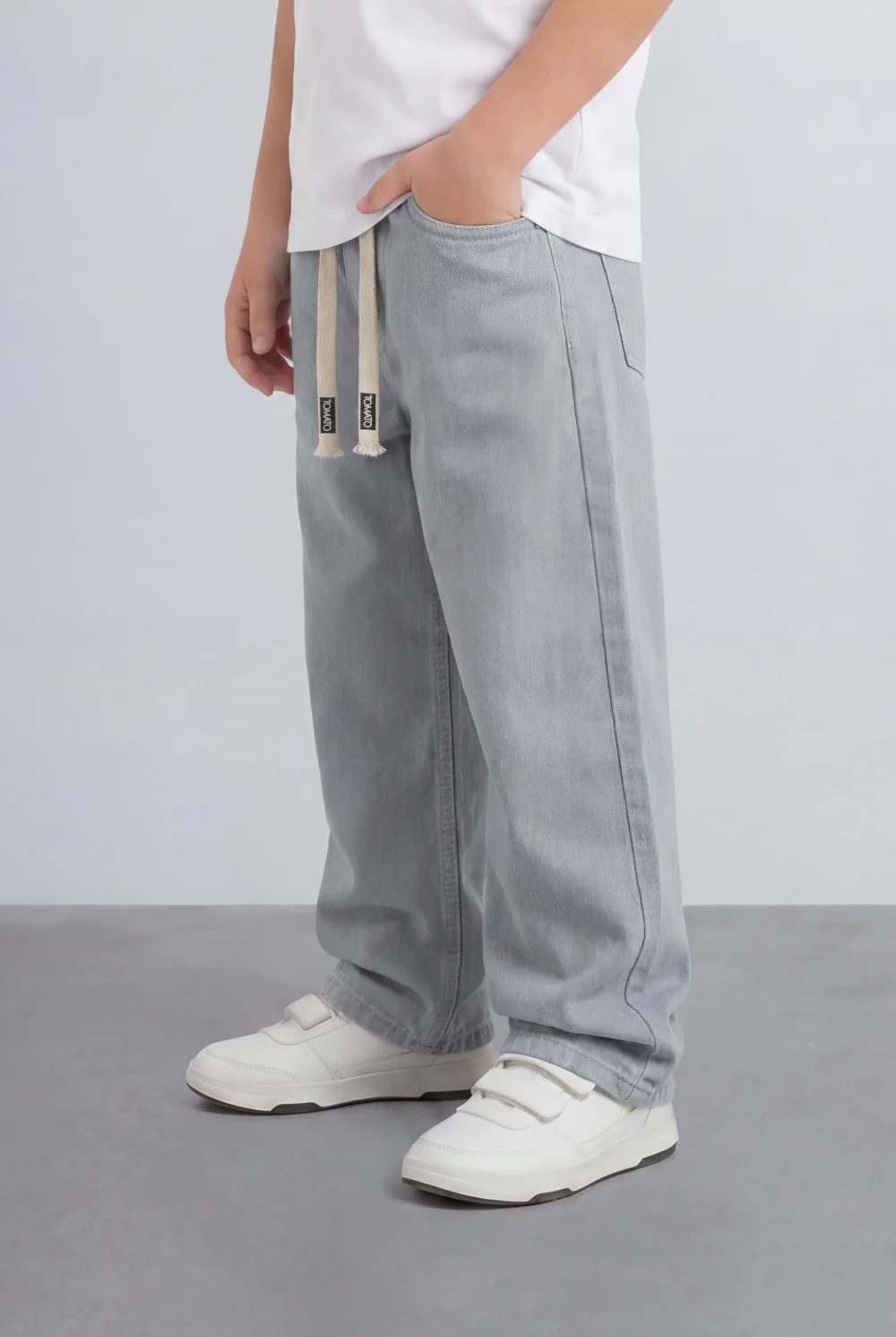 Boy's Tomato Store Boyfriend Jens Pants Elastic Waist Draw Cord Detail Side Utility Pockets - Image 12