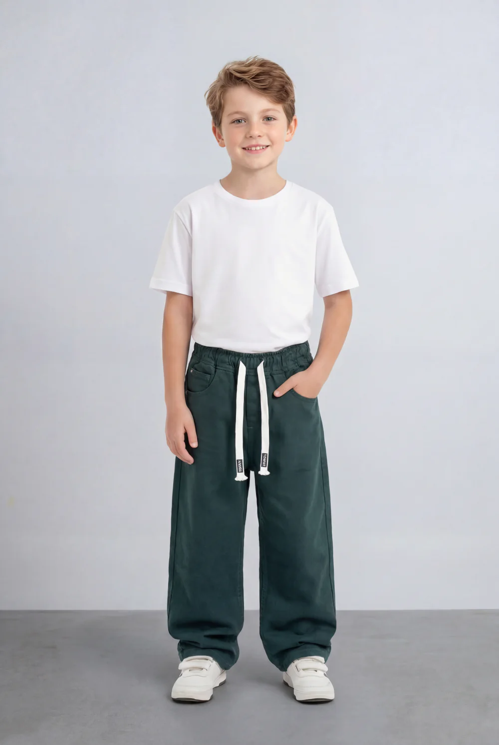Boy's Tomato Store Boyfriend Jens Pants Elastic Waist Draw Cord Detail Side Utility Pockets - Image 15
