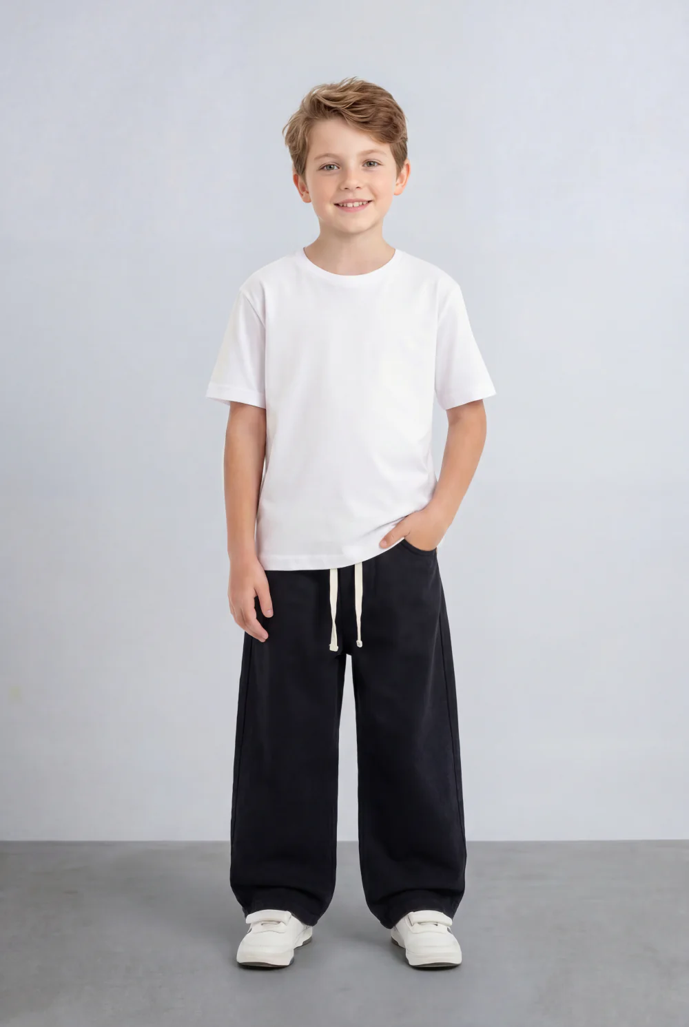 Boy's Tomato Store Boyfriend Jens Pants Elastic Waist Draw Cord Detail Side Utility Pockets - Image 3