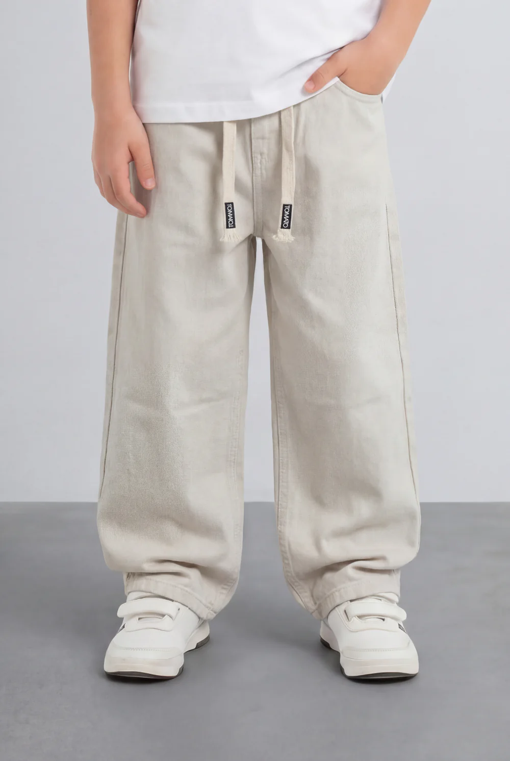 Boy's Tomato Store Boyfriend Jens Pants Elastic Waist Draw Cord Detail Side Utility Pockets - Image 5