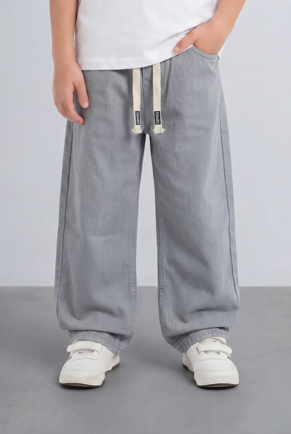 Boy's Tomato Store Boyfriend Jens Pants Elastic Waist Draw Cord Detail Side Utility Pockets - Image 9
