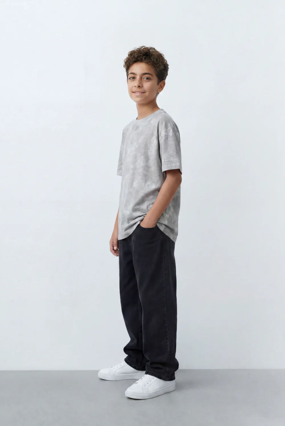 Boy's Tomato Store Cloud Wash Oversized T-Shirt Tonal Marble Fade Texture Relaxed Drop Shoulder Fit - Image 4