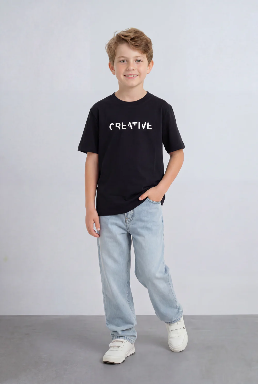 Boy's Tomato Store Graphic T-Shirt Clean Front Look Center Text Print - Image 3