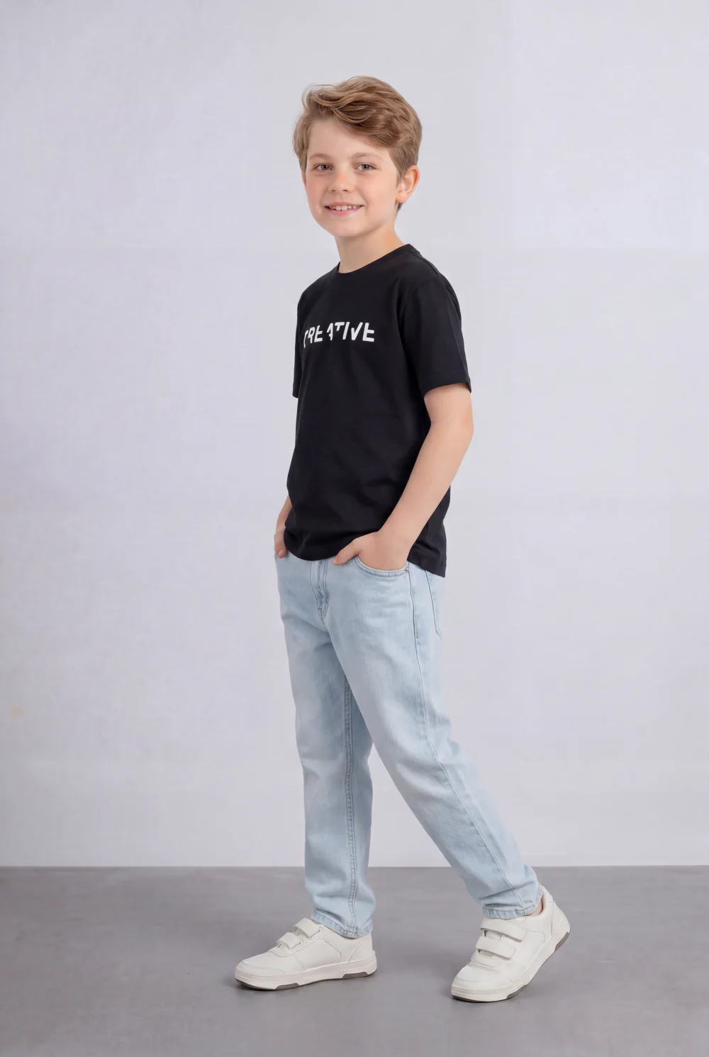 Boy's Tomato Store Graphic T-Shirt Clean Front Look Center Text Print - Image 4