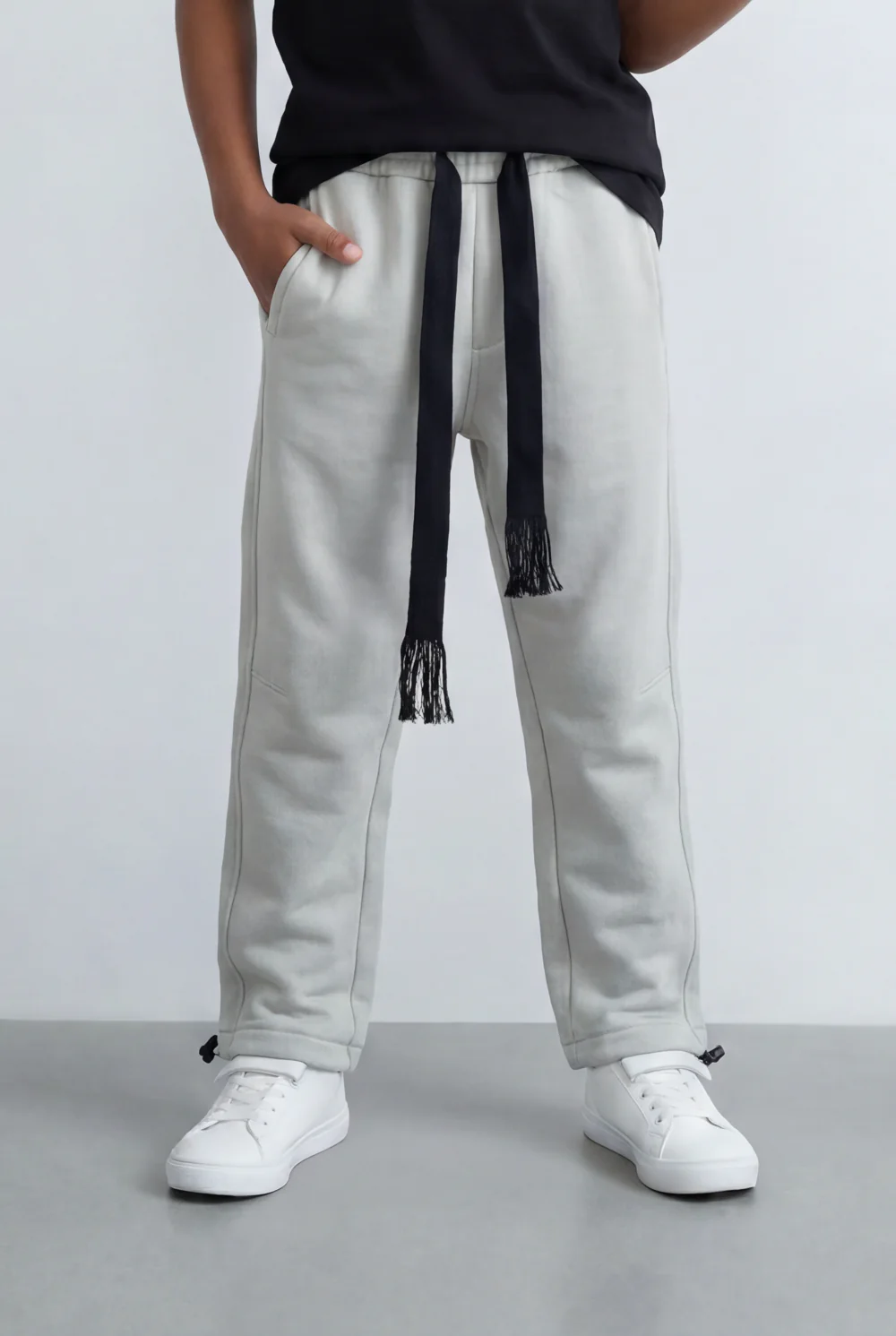 Boy's Tomato Store Jogger Sweatpants Contrast Side Piping Elastic Waistband Melton Regular Fit - Image 17
