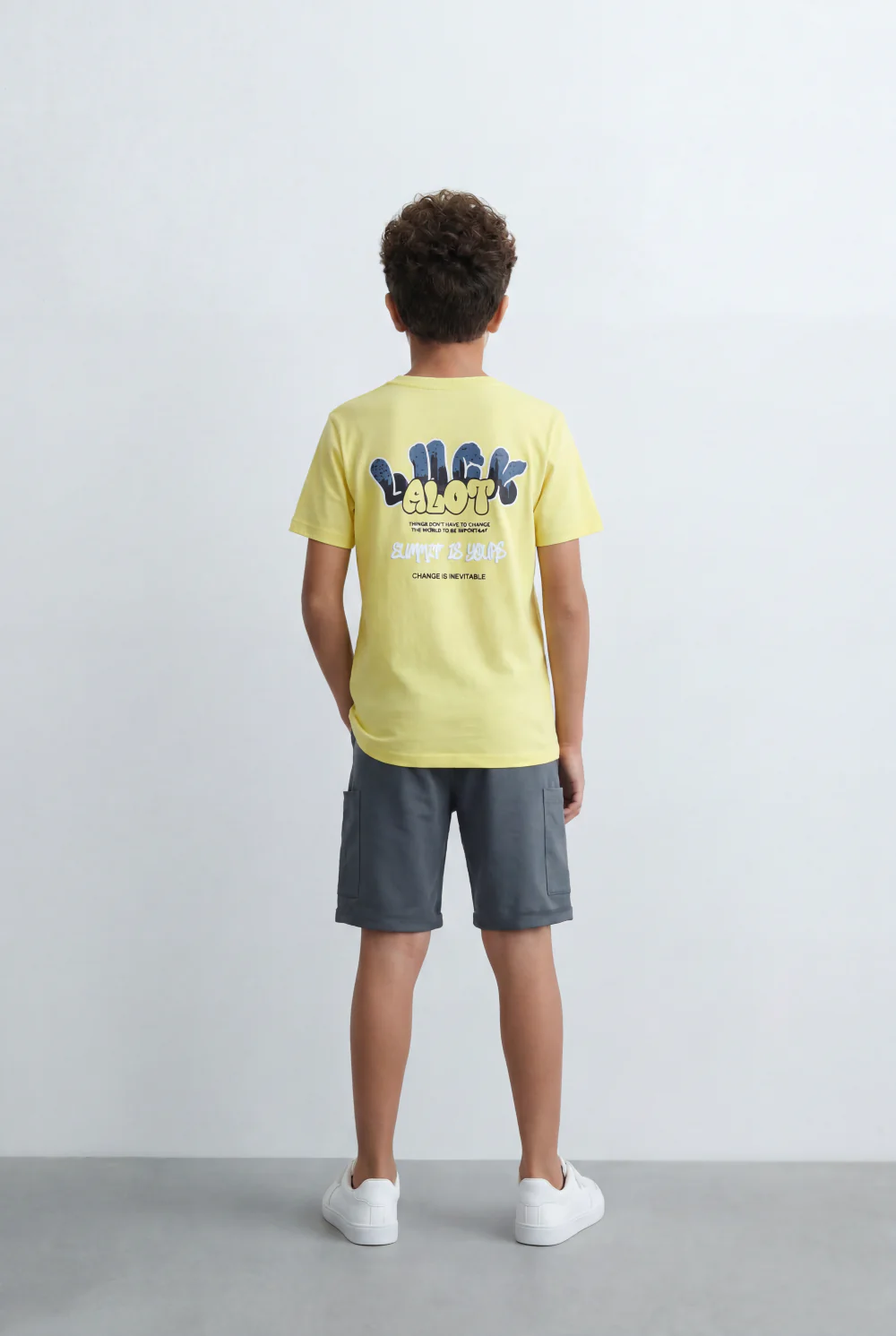 Boy's Tomato Store Lucky Glove Graphic Set Dual Front Print Detail Slim Fit Outfit - Image 6