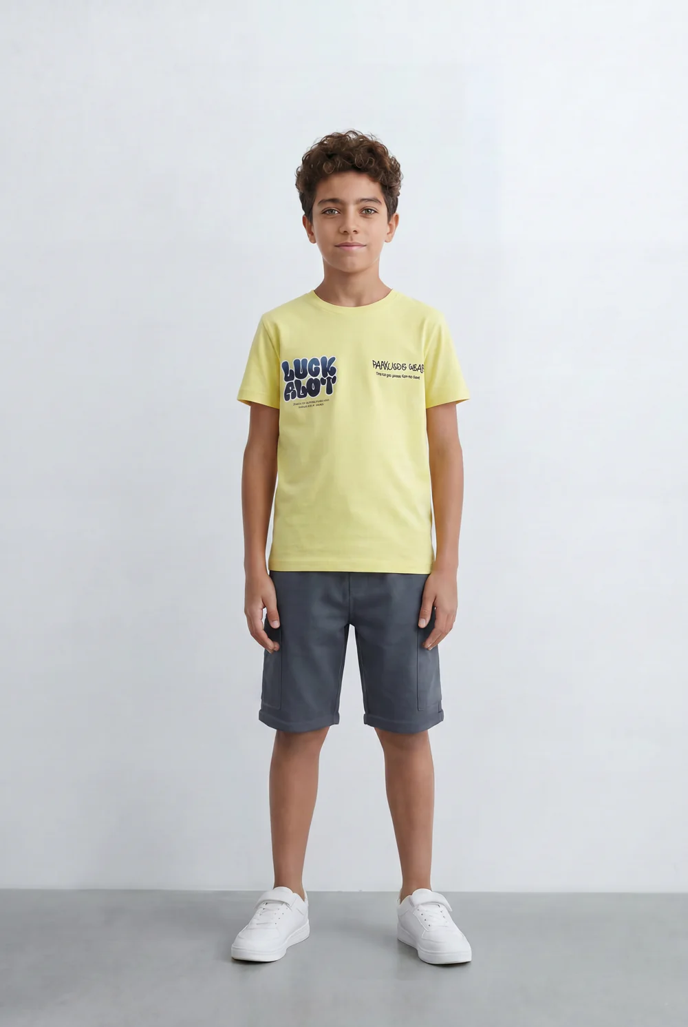Boy's Tomato Store Lucky Glove Graphic Set Dual Front Print Detail Slim Fit Outfit - Image 7