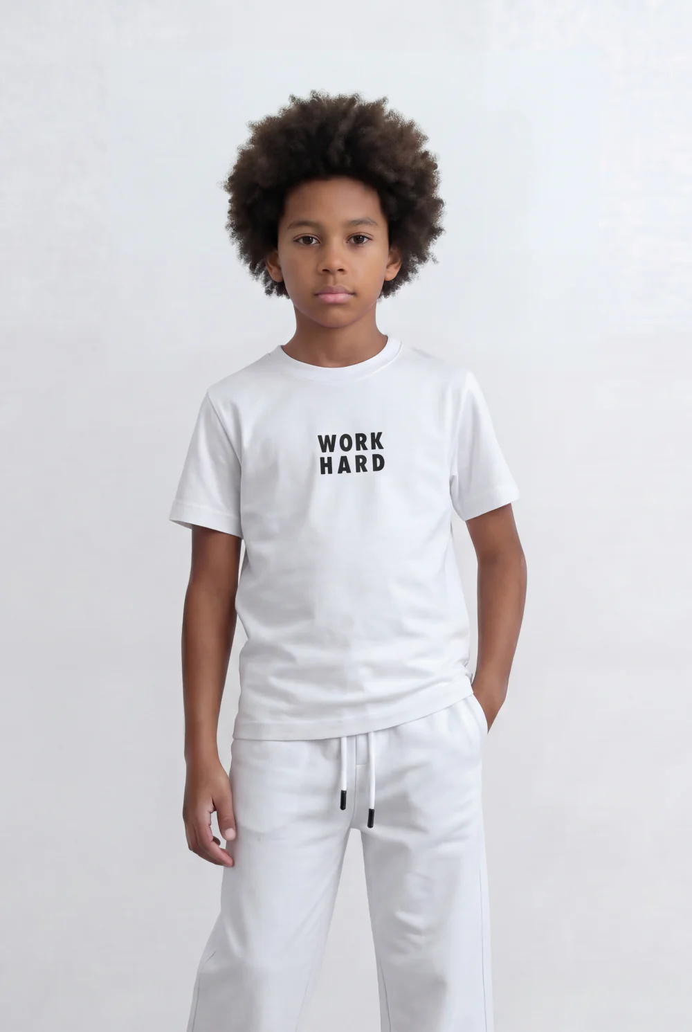 Boy's Tomato Store Minimal Co-Ord Set Motivational Front Typography Print Slim Fit Outfit - Image 4
