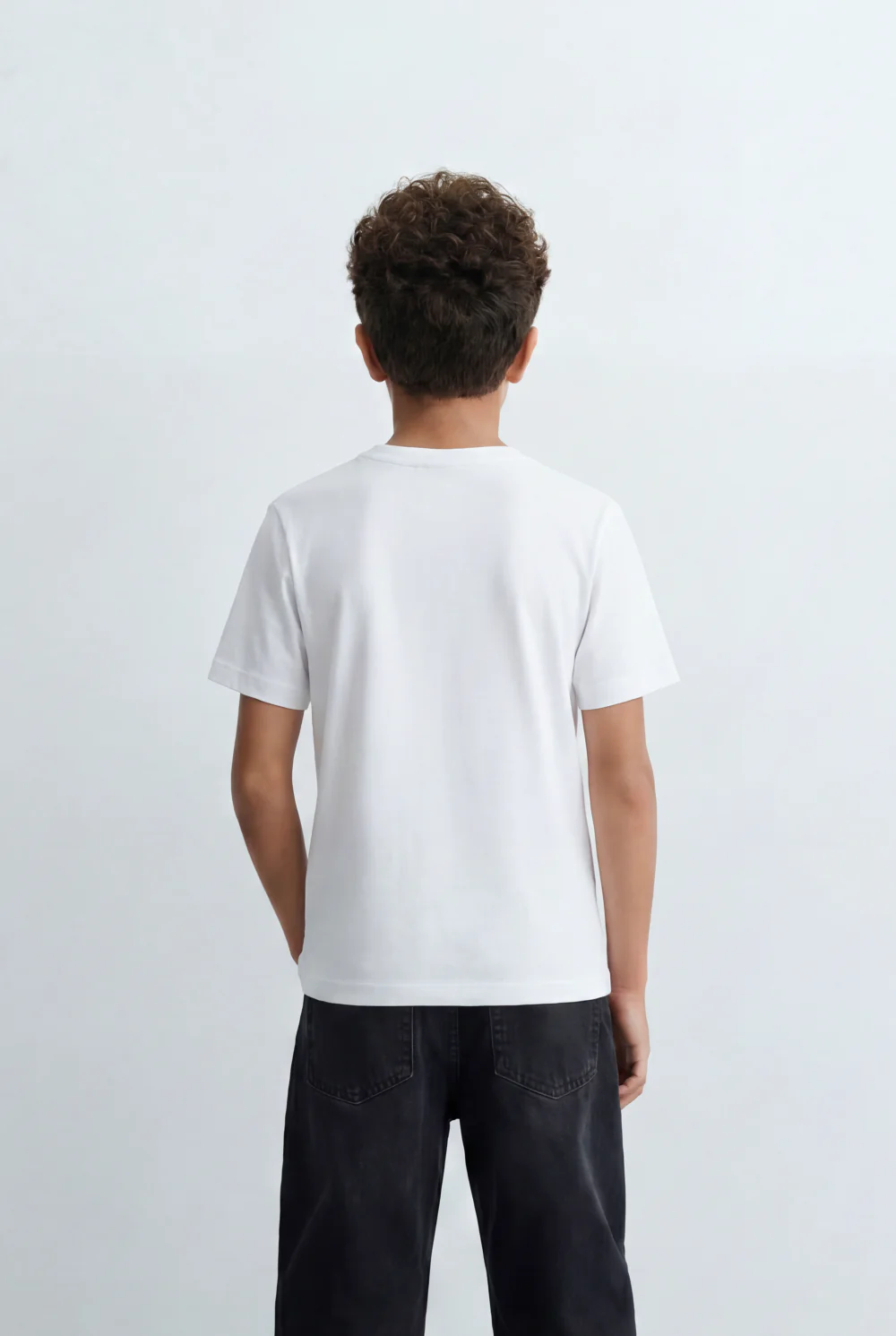 Boy's Tomato Store Minimal Contrast Trim T-Shirt Clean Athletic Inspired Design Shoulder Piping Detail - Image 2