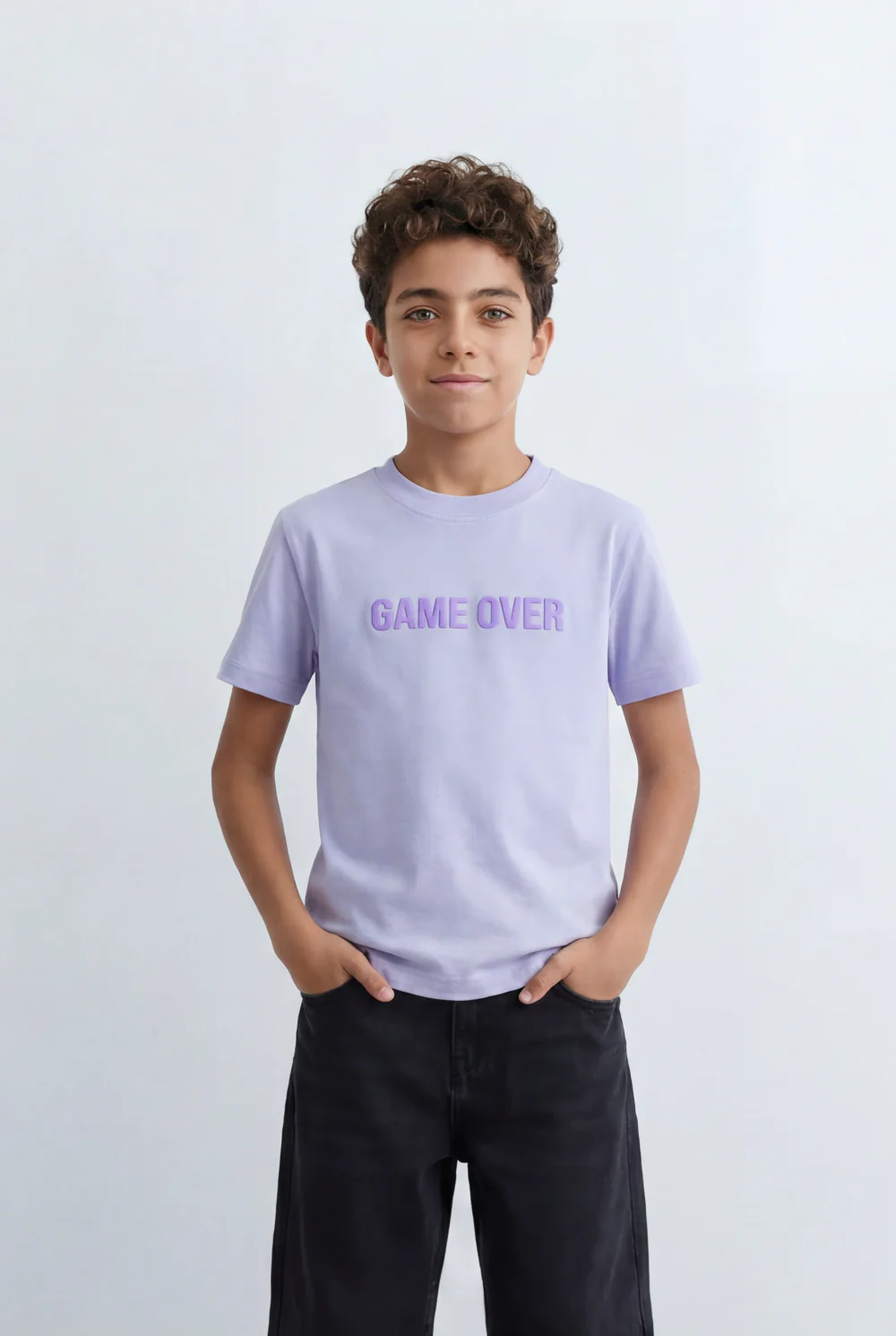 Boy's Tomato Store Minimal T-Shirt Raised Game Over Typography Detail