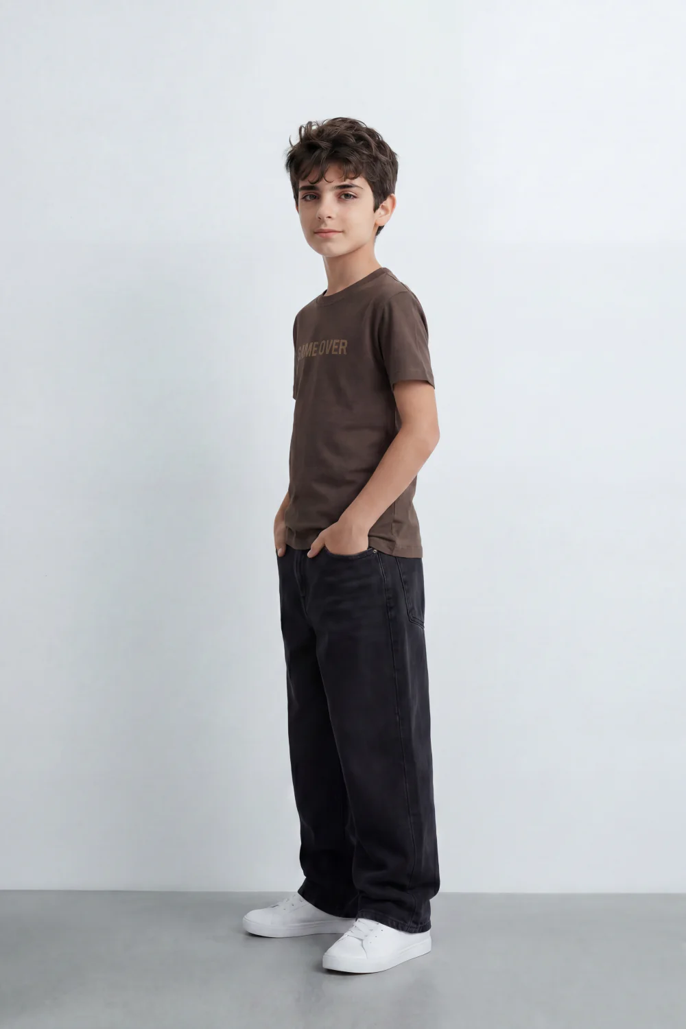 Boy's Tomato Store Minimal T-Shirt Raised Game Over Typography Detail - Image 12