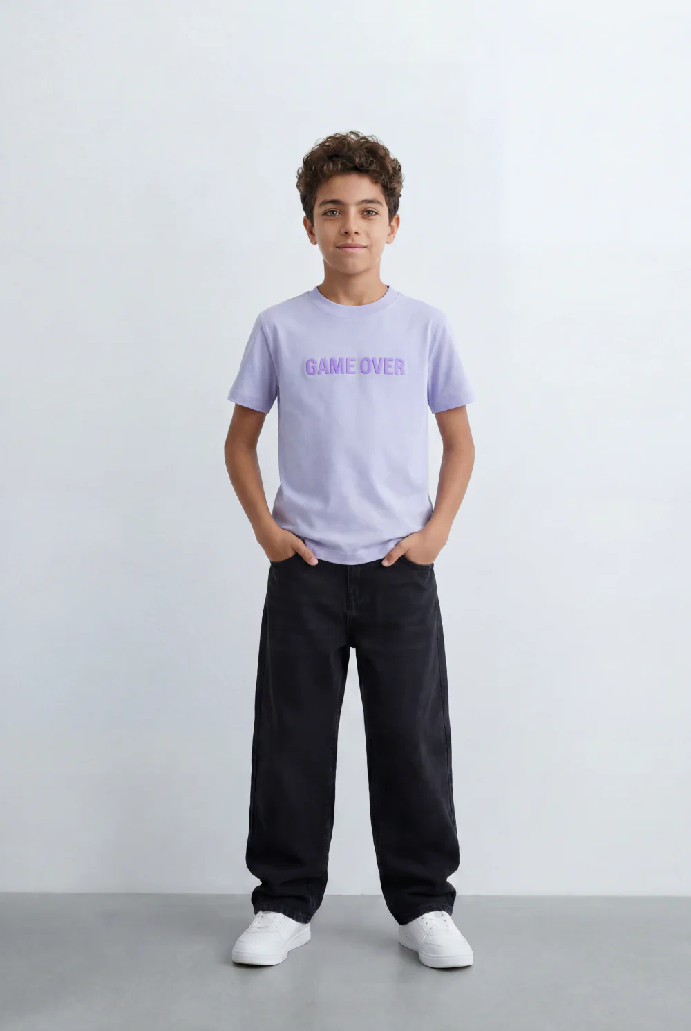 Boy's Tomato Store Minimal T-Shirt Raised Game Over Typography Detail - Image 4
