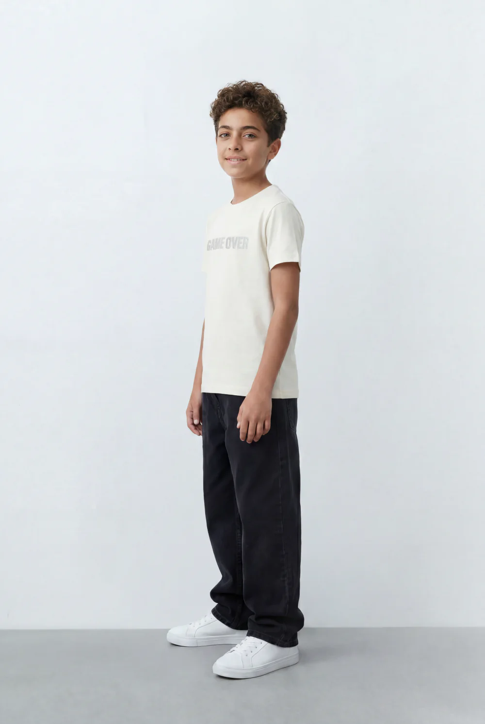 Boy's Tomato Store Minimal T-Shirt Raised Game Over Typography Detail - Image 7